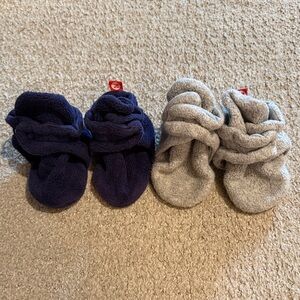 Zutano Baby Booties Set - Navy and Gray